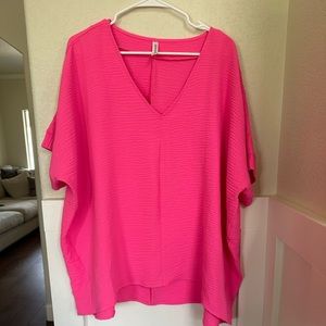 Pink boutique V neck dolman shirt
